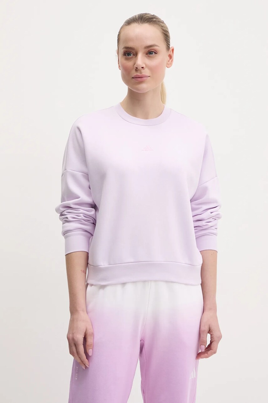 adidas bluză Essentials femei, culoarea violet, cu imprimeu, JI6068