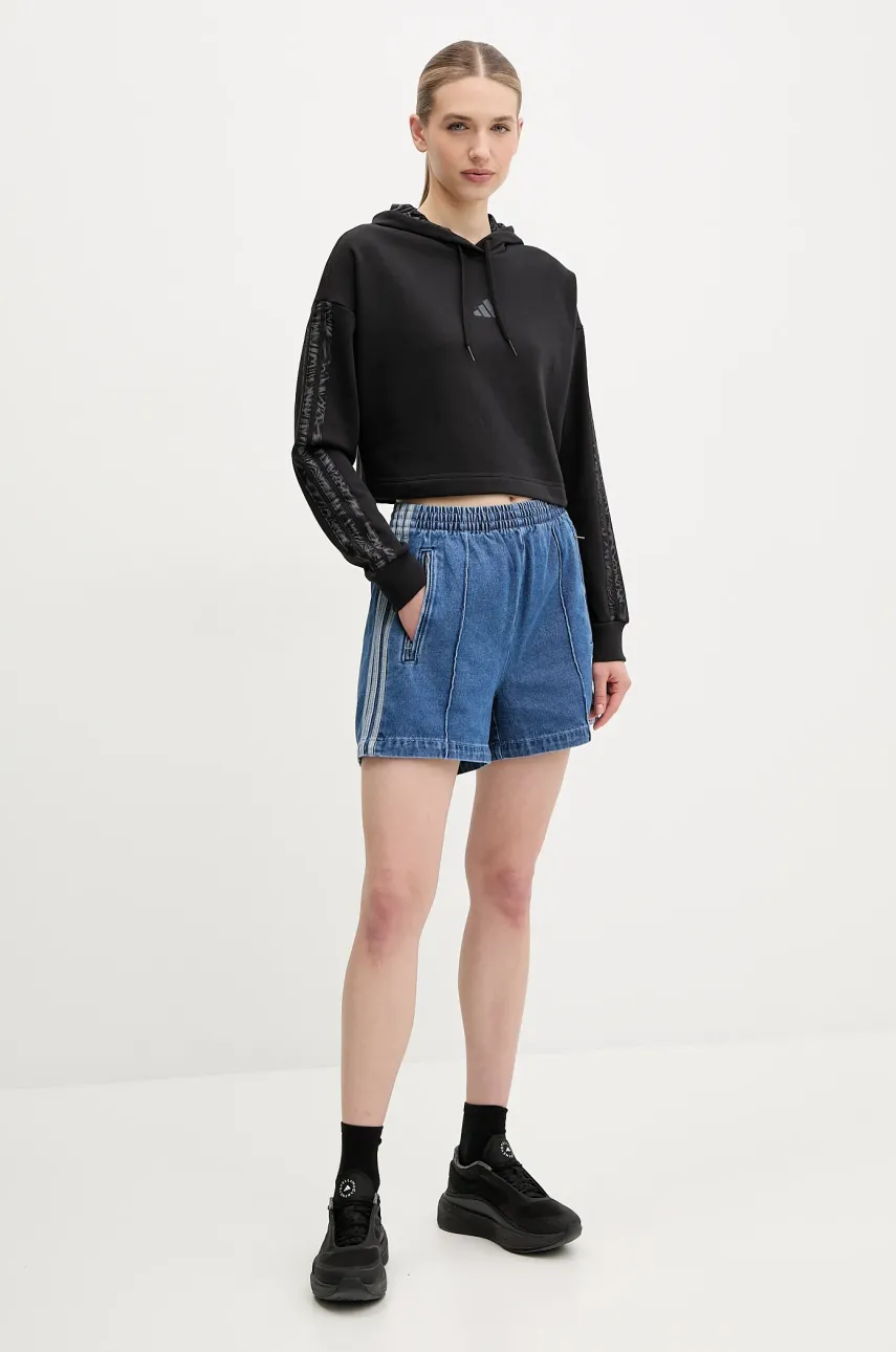 Кофта adidas W AOP Blur женская цвет чёрный с капюшоном с аппликацией JC6244 Кофта adidas W AOP Blur женская цвет чёрный с капюшоном с аппликацией JC6244