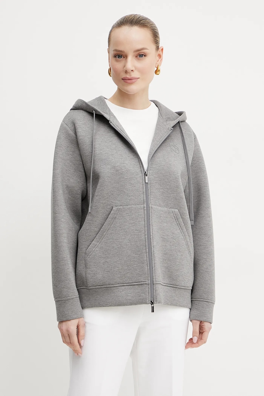 Weekend Max Mara bluza femei, culoarea gri, cu glugă, melanj, 2515911021600