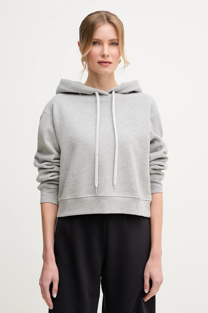 Levně Bavlněná mikina Weekend Max Mara dámská, šedá barva, s kapucí, hladká, 2515921011600