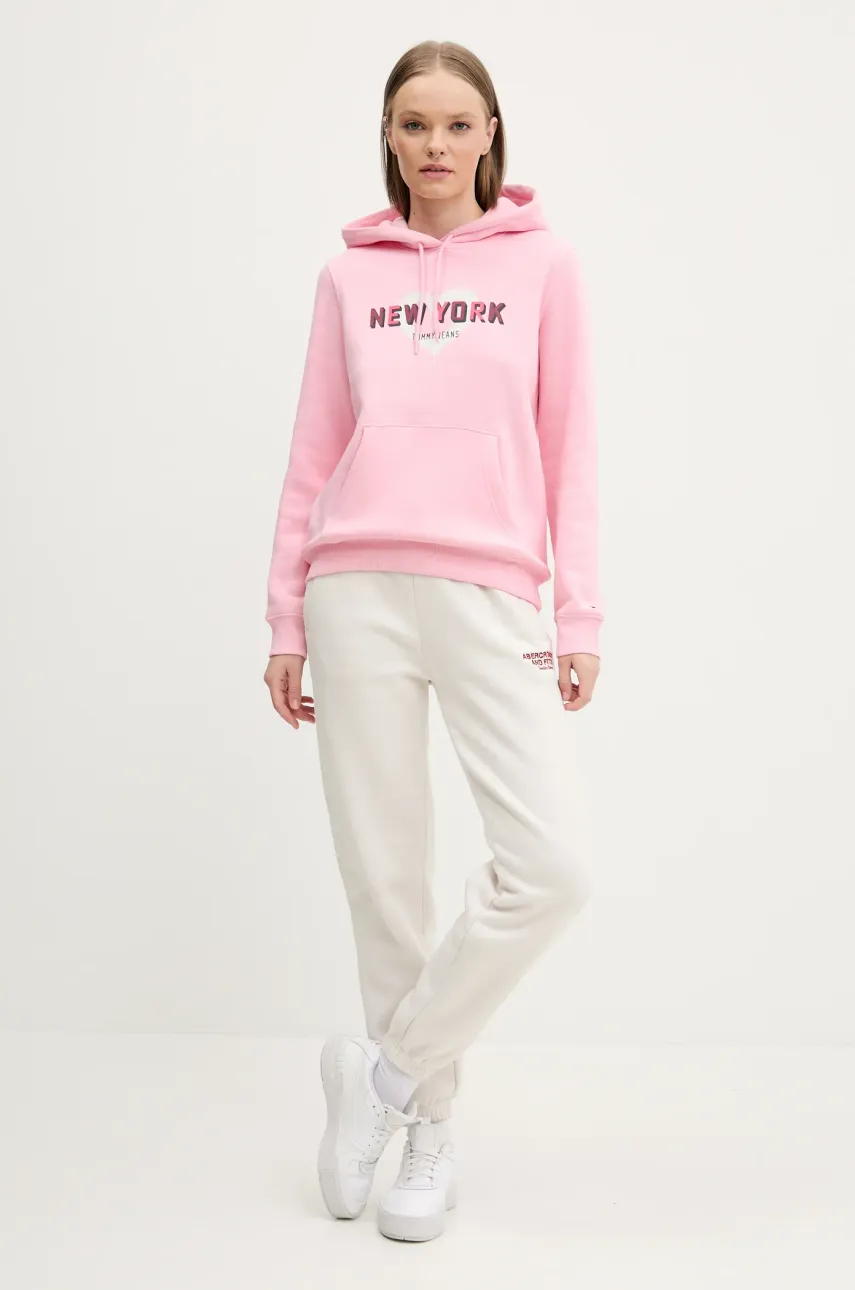 Кофта Tommy Jeans женская цвет розовый с капюшоном с принтом DW0DW21771 Кофта Tommy Jeans женская цвет розовый с капюшоном с принтом DW0DW21771