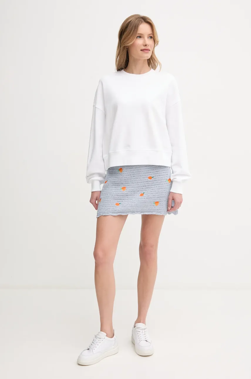 Хлопковая кофта United Colors of Benetton женская цвет белый с принтом 3UNID109A Хлопковая кофта United Colors of Benetton женская цвет белый с принтом 3UNID109A