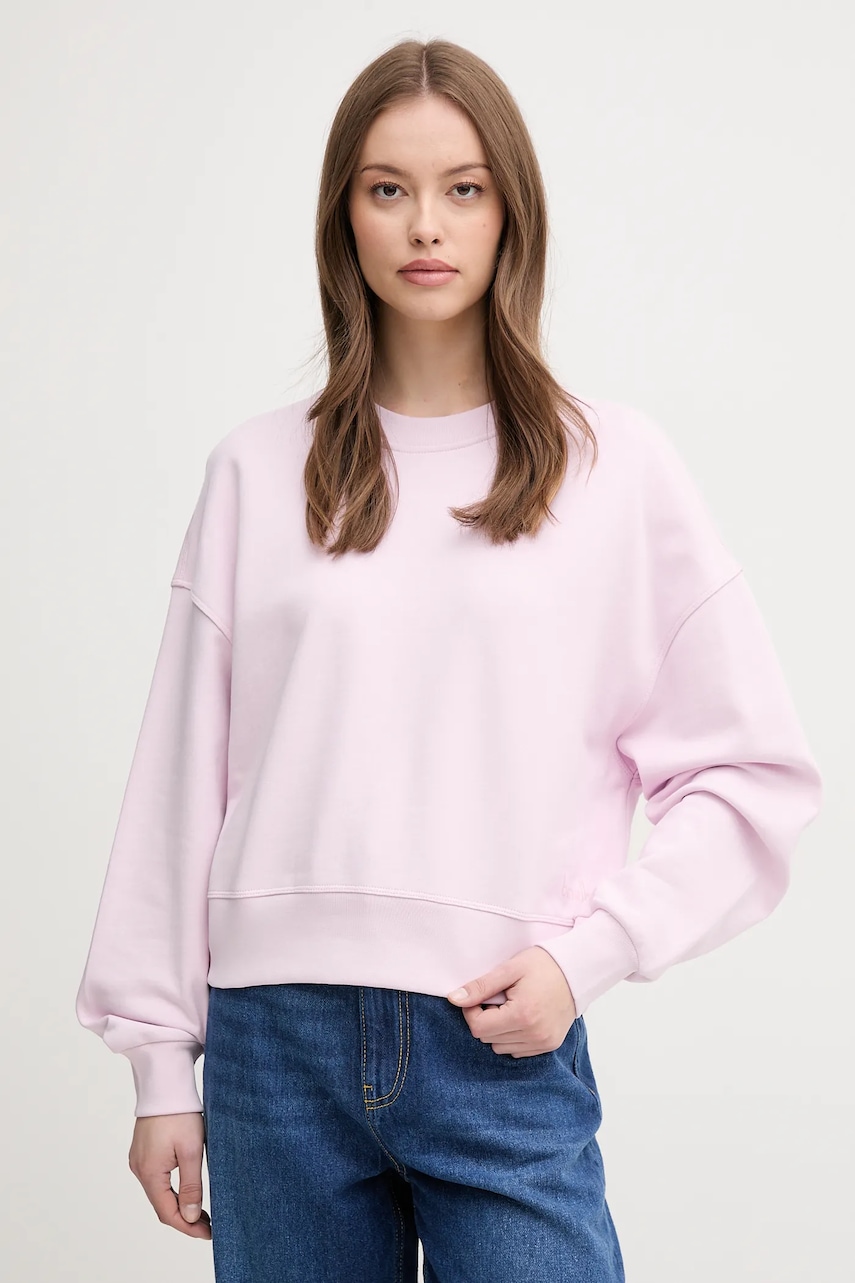 United Colors of Benetton hanorac de bumbac femei, culoarea roz, cu imprimeu, 3UNID109A