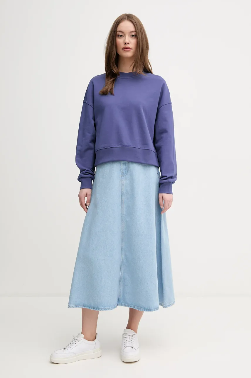 Хлопковая кофта United Colors of Benetton женская цвет синий с принтом 3UNID109A Хлопковая кофта United Colors of Benetton женская цвет синий с принтом 3UNID109A