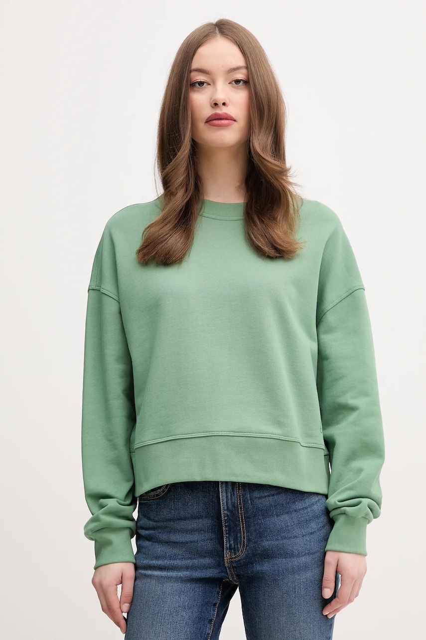 United Colors of Benetton hanorac de bumbac femei, culoarea verde, cu imprimeu, 3UNID109A