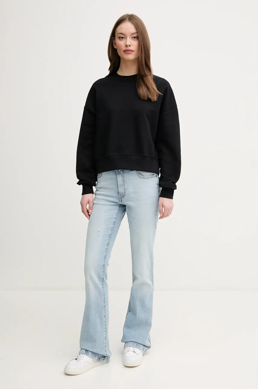 Хлопковая кофта United Colors of Benetton женская цвет чёрный с принтом 3UNID109A Хлопковая кофта United Colors of Benetton женская цвет чёрный с принтом 3UNID109A