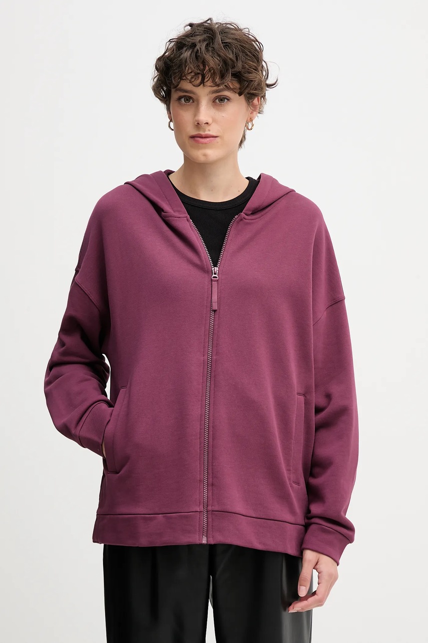 United Colors of Benetton hanorac de bumbac culoarea roz, cu glugă, uni, 3UNID500R