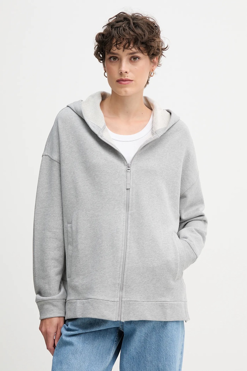 United Colors of Benetton hanorac de bumbac culoarea roz, cu glugă, uni, 3UNID500R