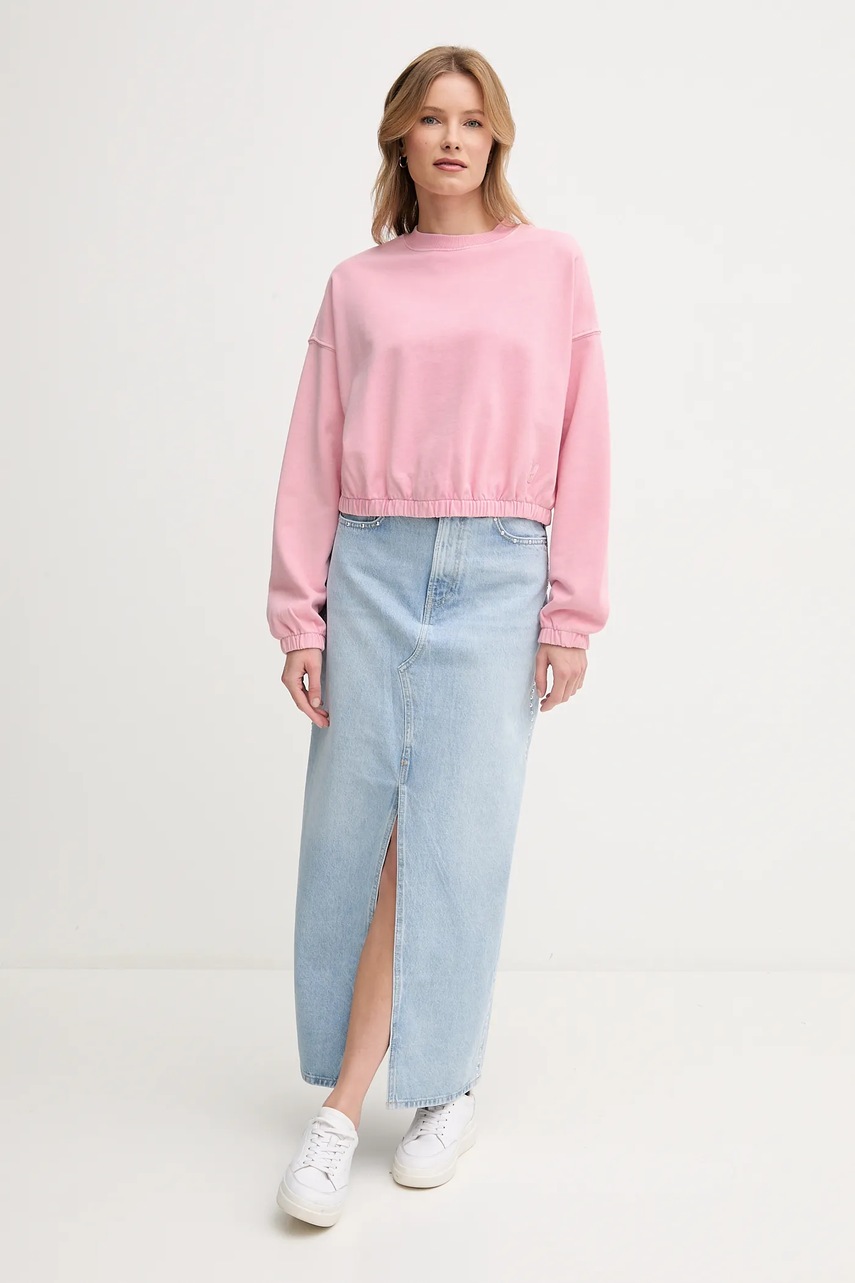 Хлопковая кофта United Colors of Benetton цвет розовый однотонная 39BLD109O Хлопковая кофта United Colors of Benetton цвет розовый однотонная 39BLD109O