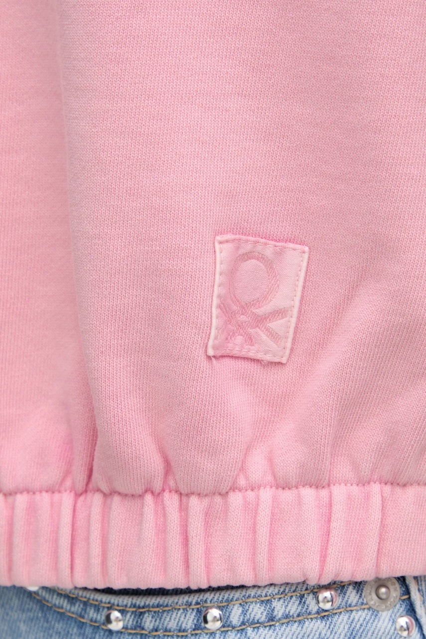 Βαμβακερή μπλούζα United Colors of Benetton γυναικεία, χρώμα: ροζ, 39BLD109O φωτογραφία