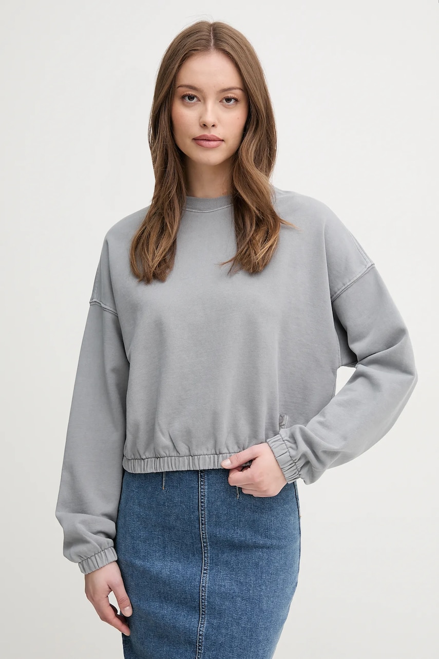 United Colors of Benetton hanorac de bumbac culoarea gri, uni, 39BLD109O