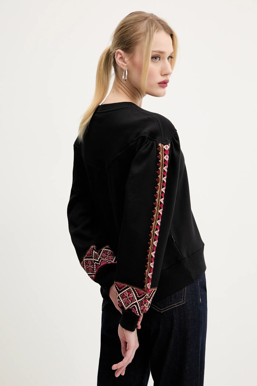 Desigual pamut melegítőfelső AYANA fekete, női, nyomott mintás, 25SWSK43 termék 2. képe