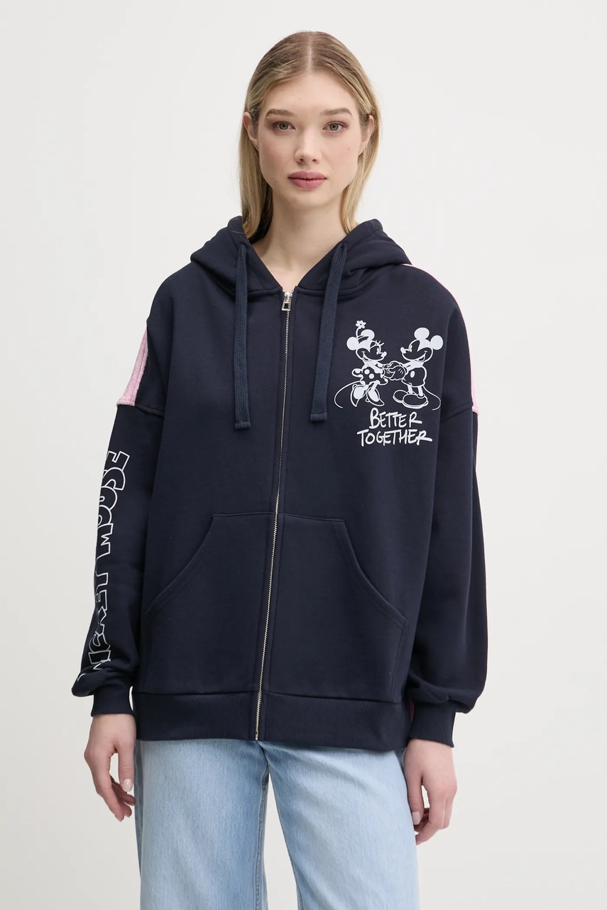 Desigual felső BETTER sötétkék, női, nyomott mintás, kapucnis, 25SWSK28 termék 2. képe