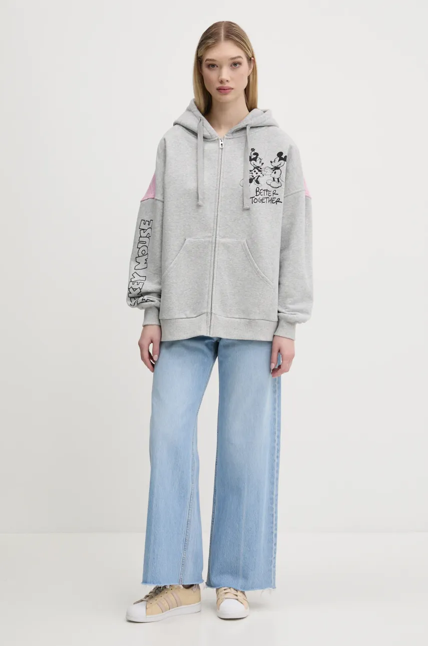 Кофта Desigual BETTER женская цвет серый с капюшоном с принтом 25SWSK28 Кофта Desigual BETTER женская цвет серый с капюшоном с принтом 25SWSK28