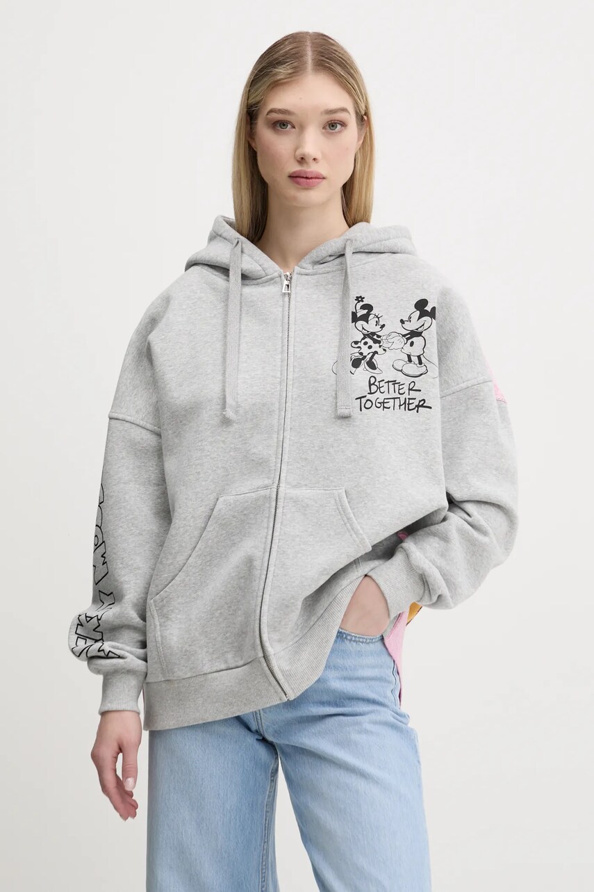 Desigual felső BETTER szürke, női, nyomott mintás, kapucnis, 25SWSK28 termék 2. képe