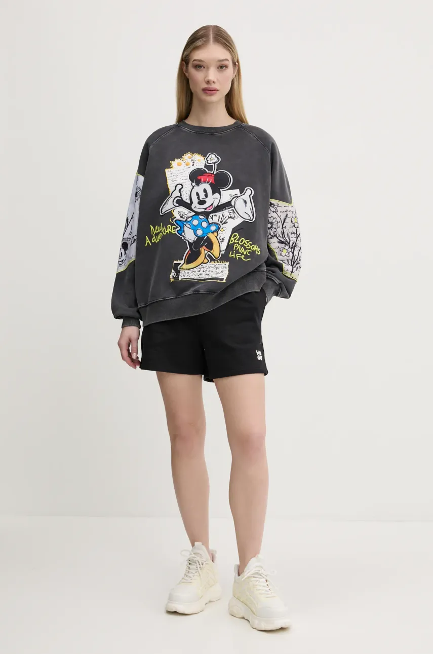 Хлопковая кофта Desigual MINNIE женская цвет серый с аппликацией 25SWSK25 Хлопковая кофта Desigual MINNIE женская цвет серый с аппликацией 25SWSK25