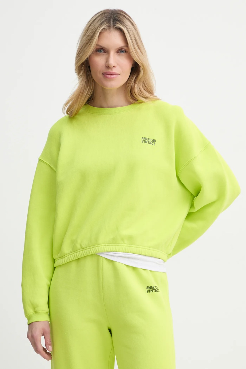 American Vintage bluză femei, culoarea verde, cu imprimeu, IZU03AE25