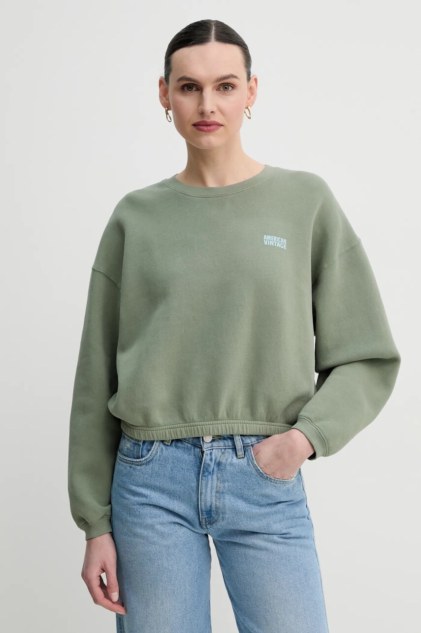 American Vintage bluza femei, culoarea verde, cu imprimeu, IZU03AE25
