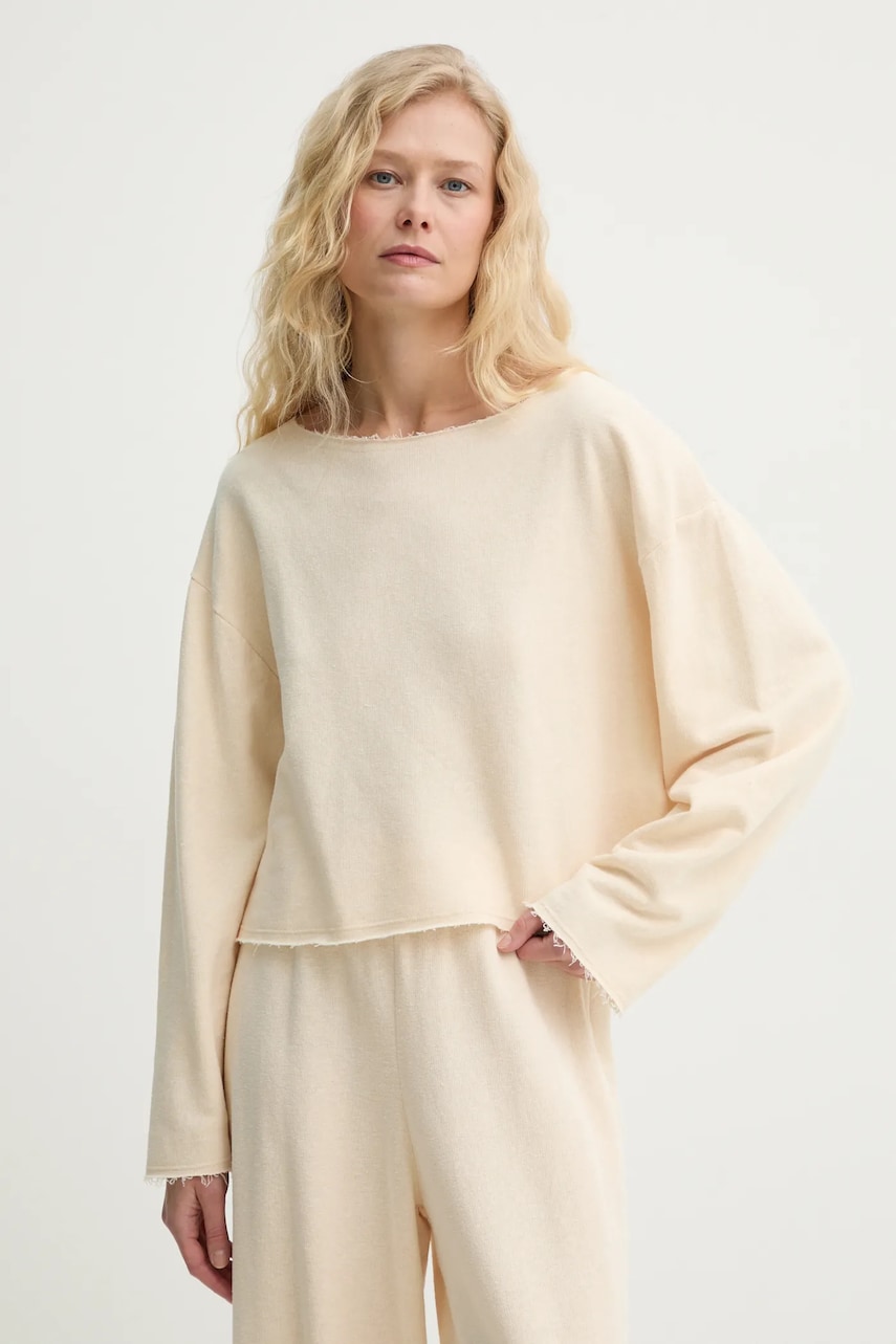 American Vintage bluza femei, culoarea bej, neted, OFY03AE25