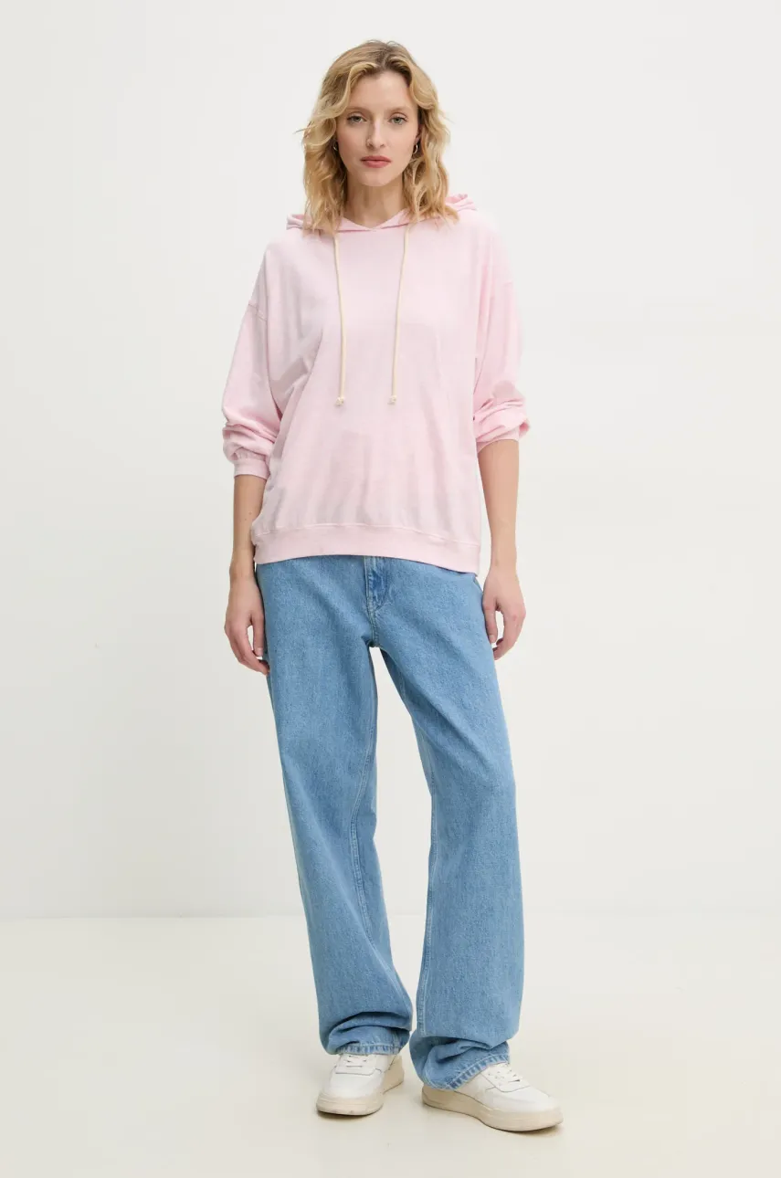 Кофта American Vintage женская цвет розовый с капюшоном меланж YPA03AE25 Кофта American Vintage женская цвет розовый с капюшоном меланж YPA03AE25