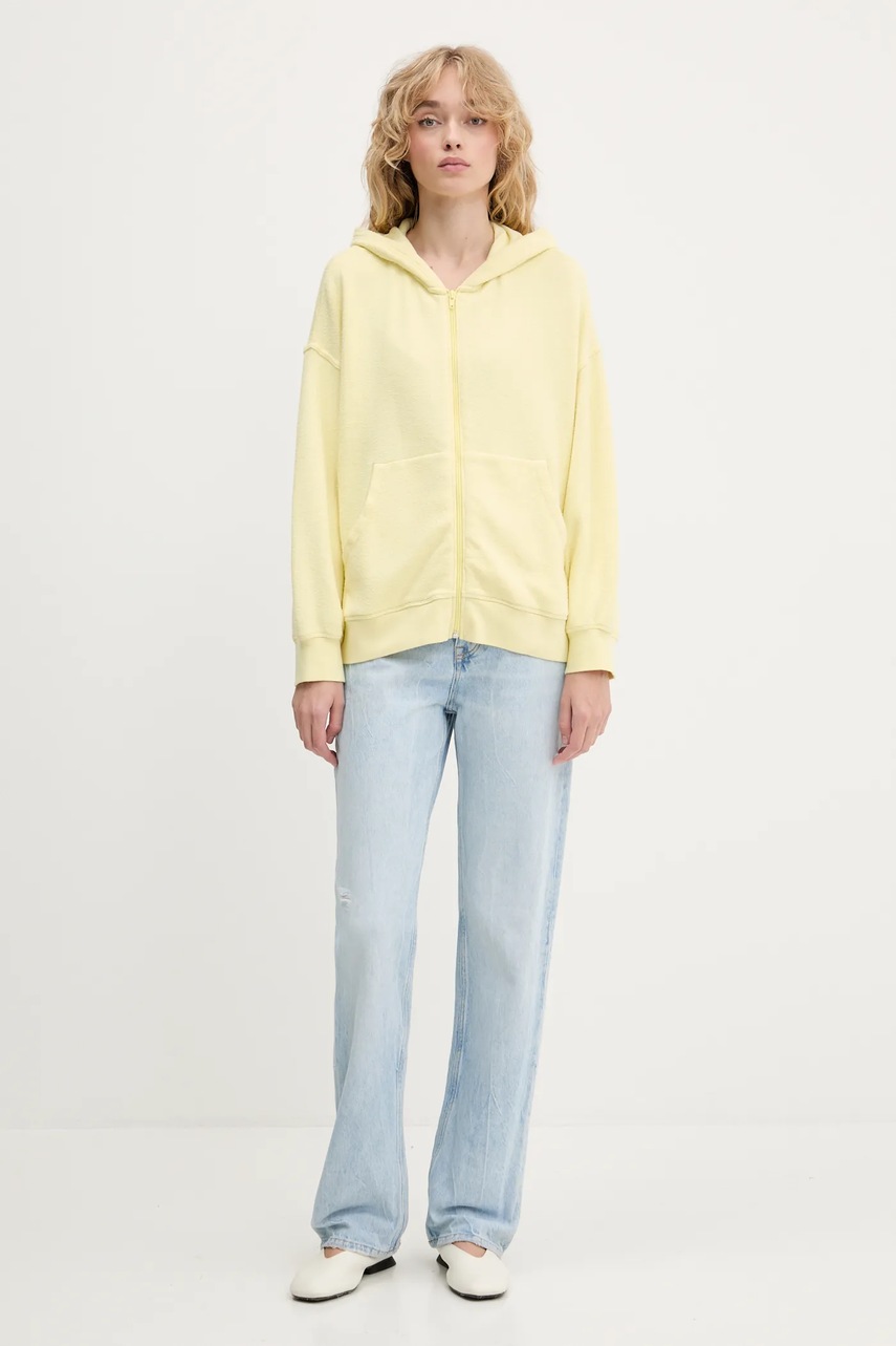 Кофта American Vintage цвет жёлтый с капюшоном однотонная YTI03AE25