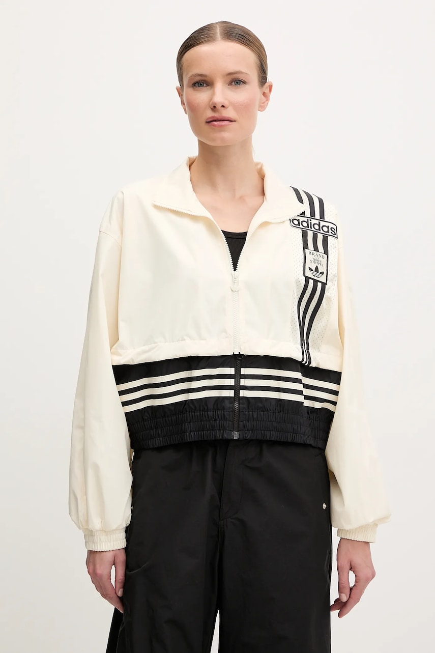 adidas Originals geacă Woven Track Top culoarea bej, de tranzitie, oversize, JD0096