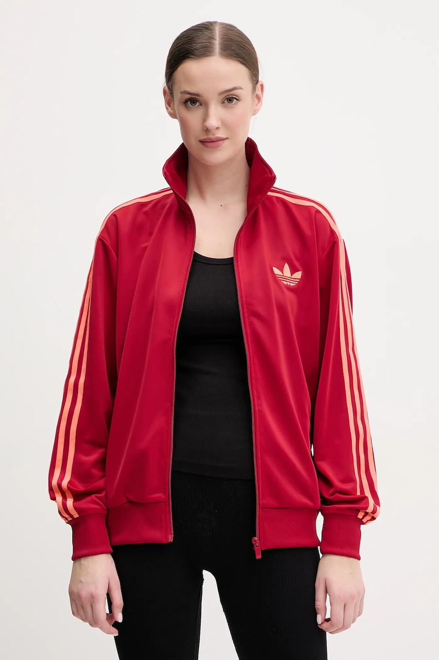 adidas Originals bluza Firebird femei, culoarea rosu, cu imprimeu, JP2295 adidas Originals bluza Firebird femei, culoarea rosu, cu imprimeu, JP2295