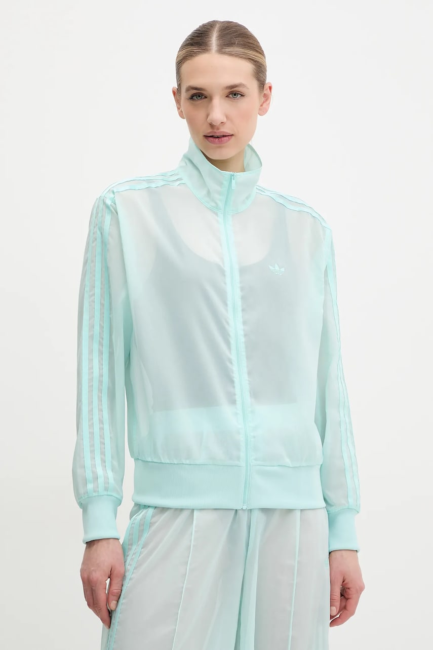 adidas Originals bluza Adicolor femei, culoarea turcoaz, neted, JN6128 adidas Originals bluza Adicolor femei, culoarea turcoaz, neted, JN6128