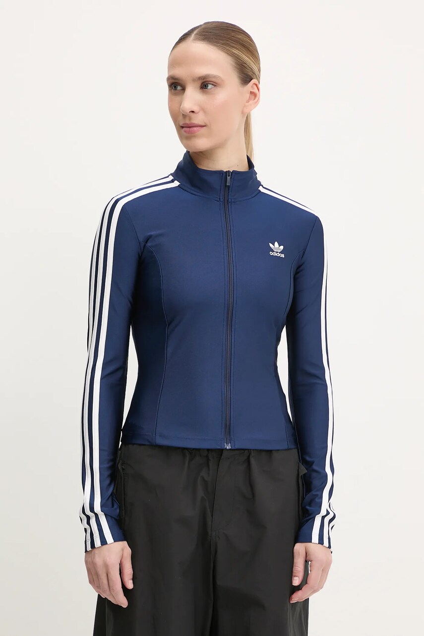 Levně Mikina adidas Originals 3-Stripes dámská, tmavomodrá barva, s aplikací, JD5023