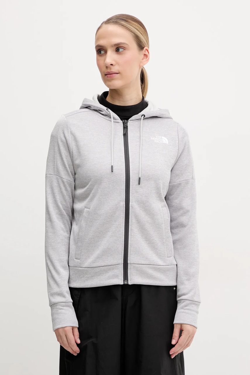 The North Face hanorac Reaxion culoarea gri, cu gluga, melanj, NF0A8CNRDYX1