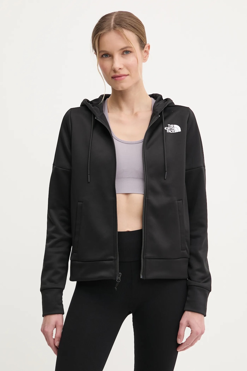 The North Face bluză de trening Reaxion culoarea negru, cu glugă, melanj, NF0A8CNRJK31 The North Face bluză de trening Reaxion culoarea negru, cu glugă, melanj, NF0A8CNRJK31