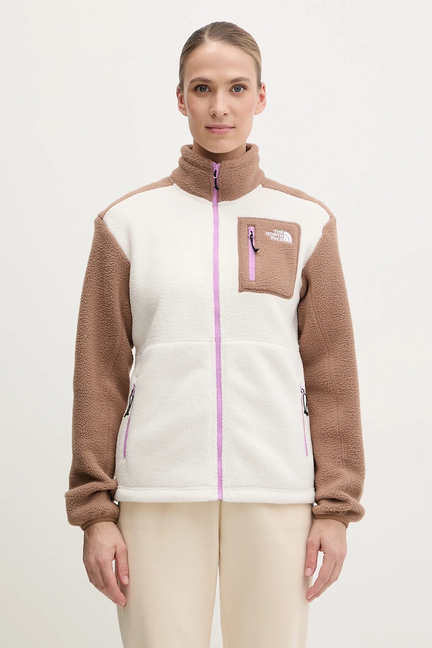 The North Face hanorac fleece Yumiori femei, culoarea maro, modelator, NF0A88425K91 The North Face hanorac fleece Yumiori femei, culoarea maro, modelator, NF0A88425K91