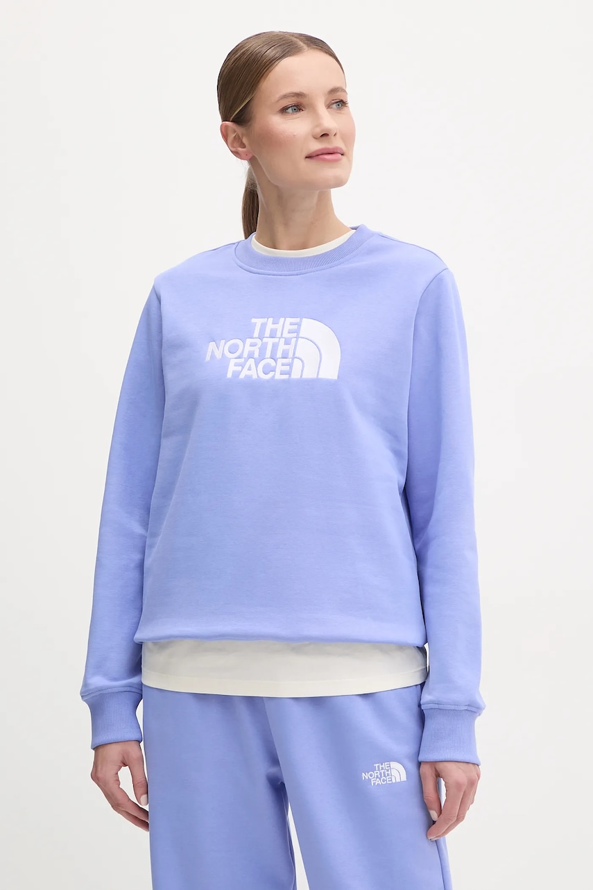 The North Face bluza Drew Peak femei, culoarea violet, cu imprimeu, NF0A89EF7UH1