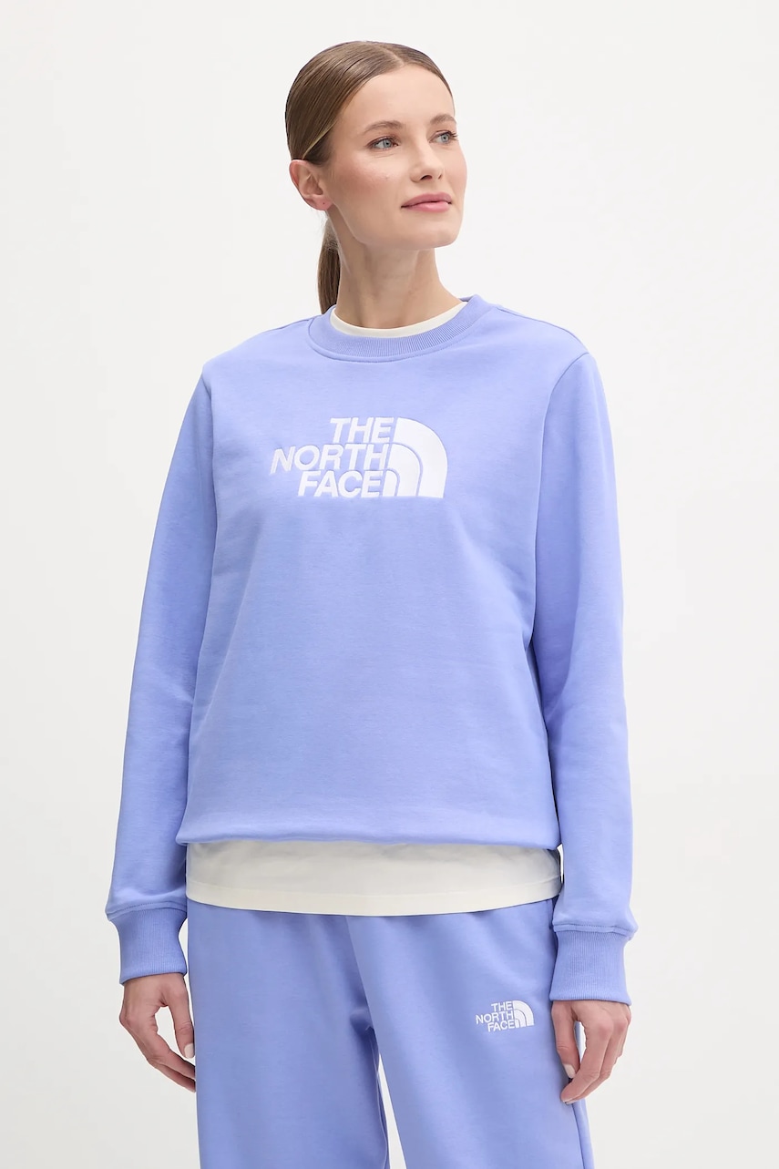 The North Face bluza Drew Peak femei, culoarea violet, cu imprimeu, NF0A89EF7UH1 The North Face bluza Drew Peak femei, culoarea violet, cu imprimeu, NF0A89EF7UH1