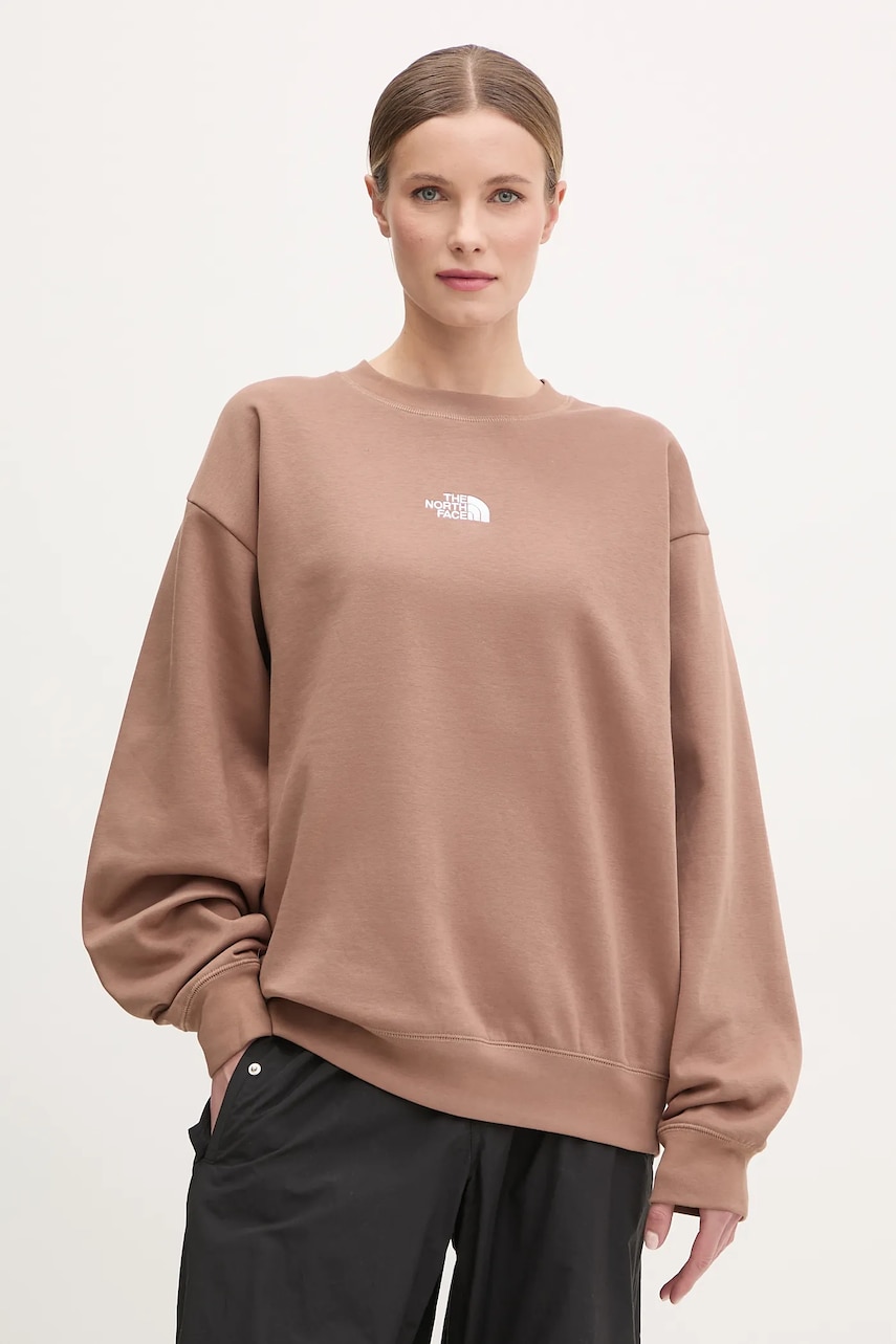 The North Face bluza Essential femei, culoarea maro, cu imprimeu, NF0A89EP6IH1 The North Face bluza Essential femei, culoarea maro, cu imprimeu, NF0A89EP6IH1