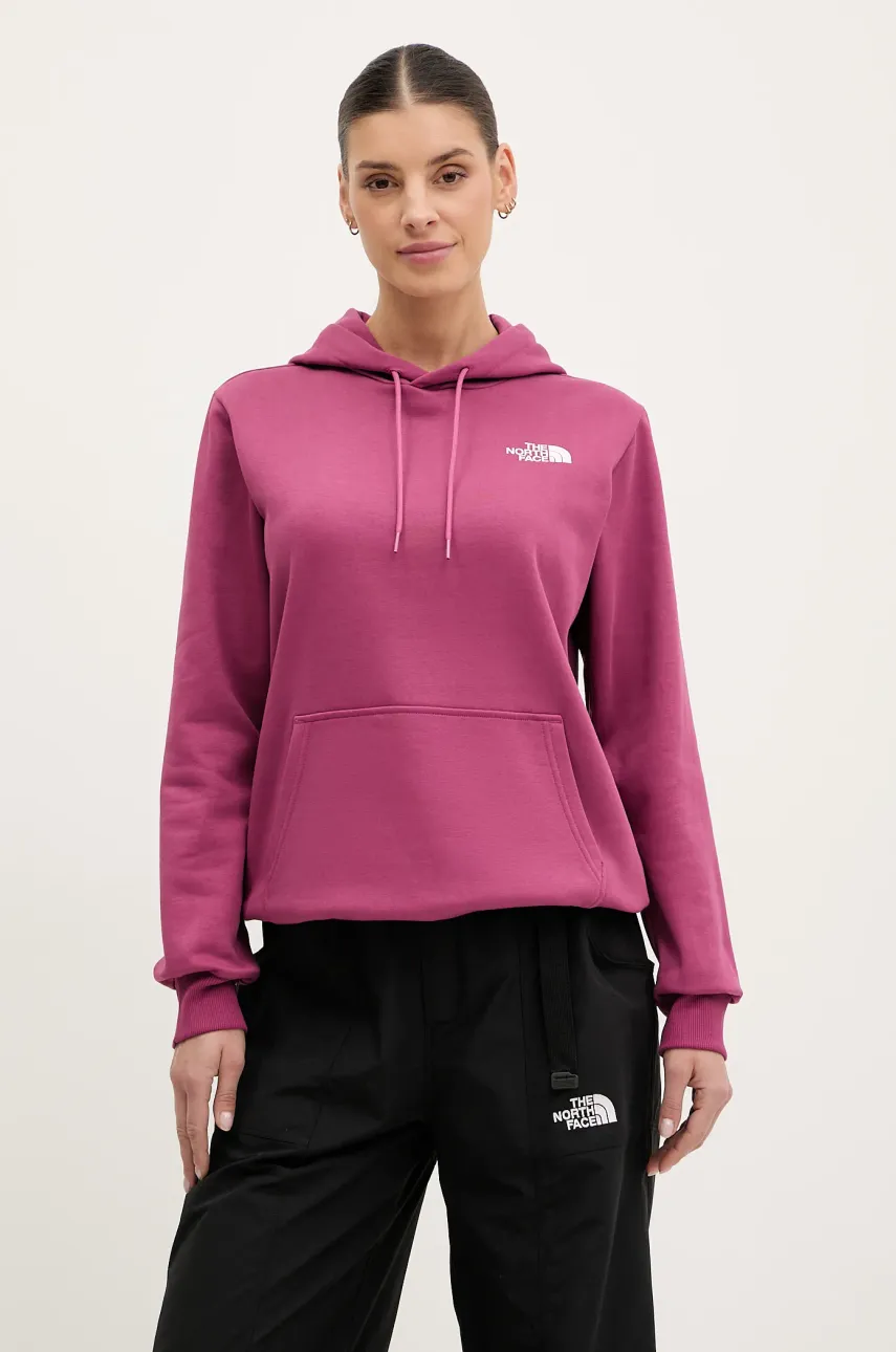 The North Face bluza Simple Dome femei, culoarea roz, cu glugă, cu imprimeu, NF0A89EY6EO1