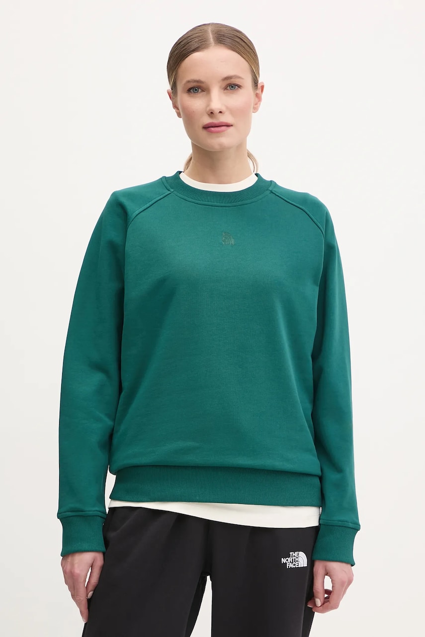 The North Face hanorac de bumbac Relaxed femei, culoarea verde, neted, NF0A8C396GI1 The North Face hanorac de bumbac Relaxed femei, culoarea verde, neted, NF0A8C396GI1