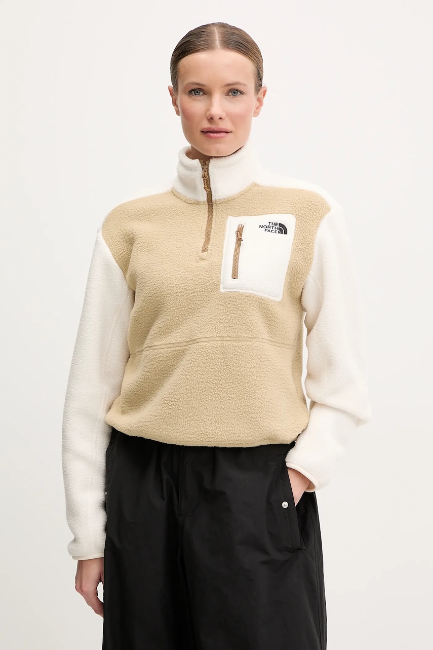 The North Face hanorac fleece Yumiori femei, culoarea verde, uni, NF0A88433CG1 The North Face hanorac fleece Yumiori femei, culoarea verde, uni, NF0A88433CG1