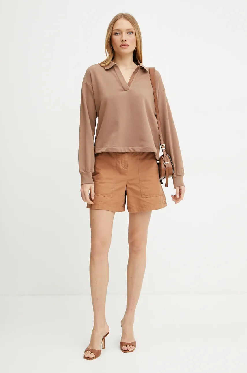 Кофта Liu Jo женская цвет коричневый с аппликацией TA5047 FS000 Кофта Liu Jo женская цвет коричневый с аппликацией TA5047 FS000