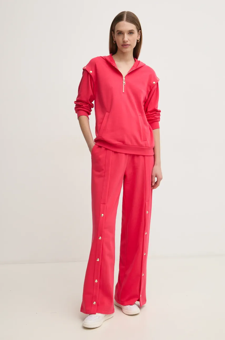 Кофта Liu Jo женская цвет розовый с капюшоном однотонная TA5049 FS000 Кофта Liu Jo женская цвет розовый с капюшоном однотонная TA5049 FS000