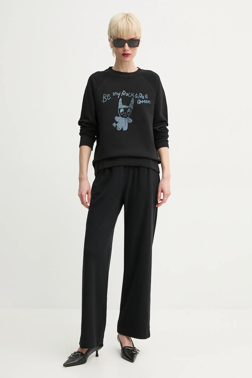 Хлопковая кофта ZADIG&VOLTAIRE женская цвет чёрный с аппликацией JWSS01650 Хлопковая кофта ZADIG&VOLTAIRE женская цвет чёрный с аппликацией JWSS01650