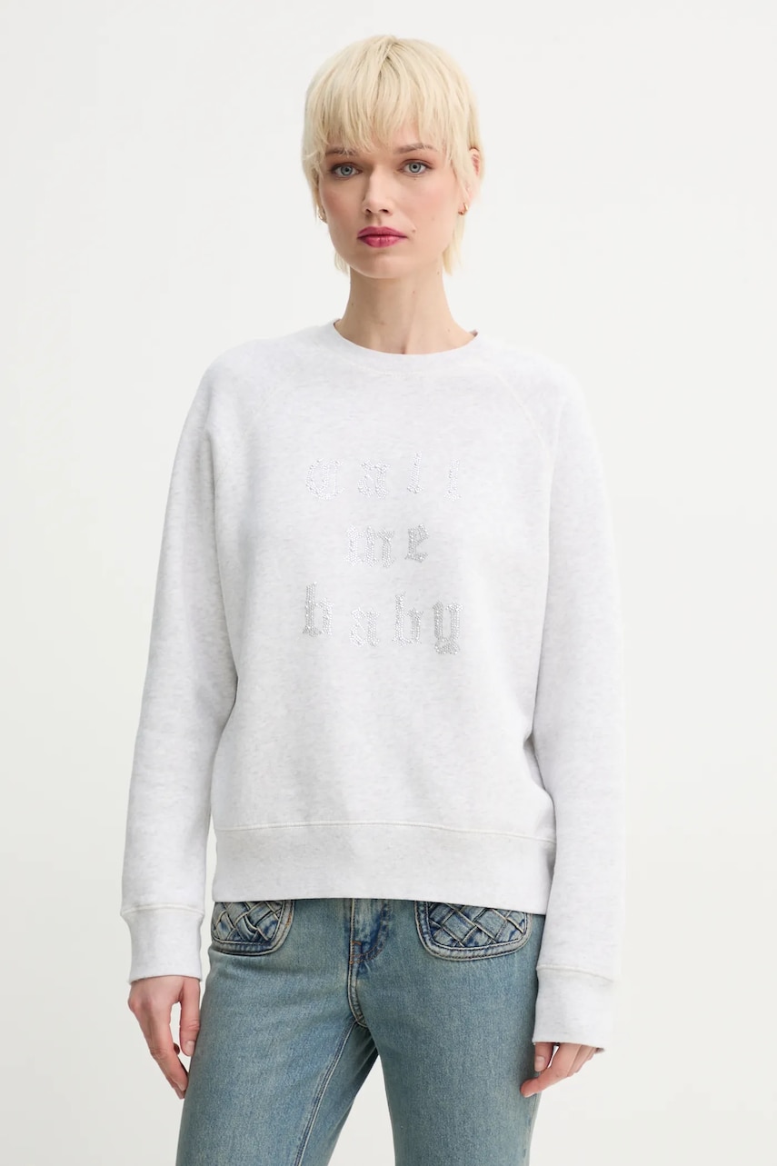 ZADIG&VOLTAIRE bluza femei, culoarea gri, cu imprimeu, JWSS01653