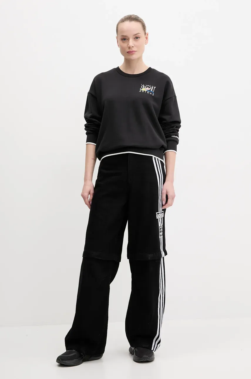 Хлопковая кофта adidas Originals Graphic Sweat женская цвет чёрный узор JD1810 Хлопковая кофта adidas Originals Graphic Sweat женская цвет чёрный узор JD1810