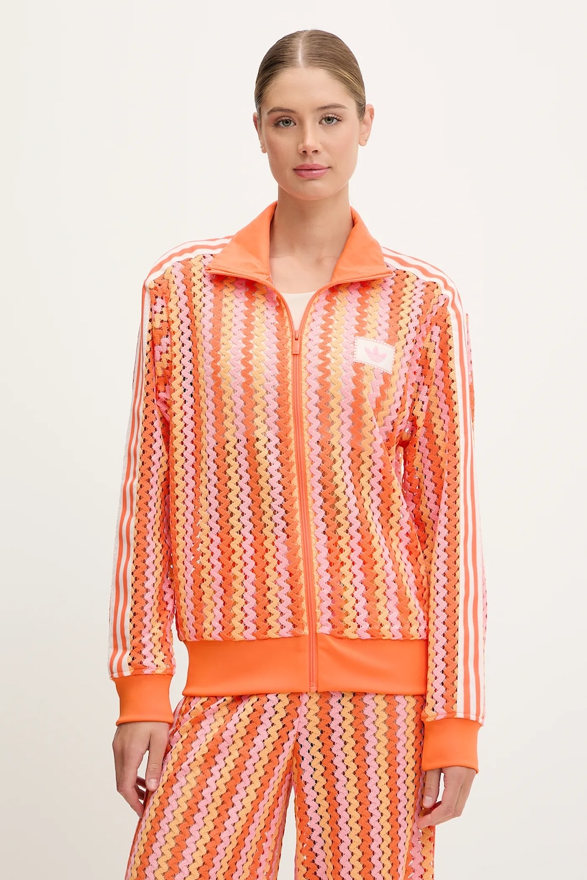 Levně Mikina adidas Originals Firebird dámská, oranžová barva, vzorovaná, KC0748