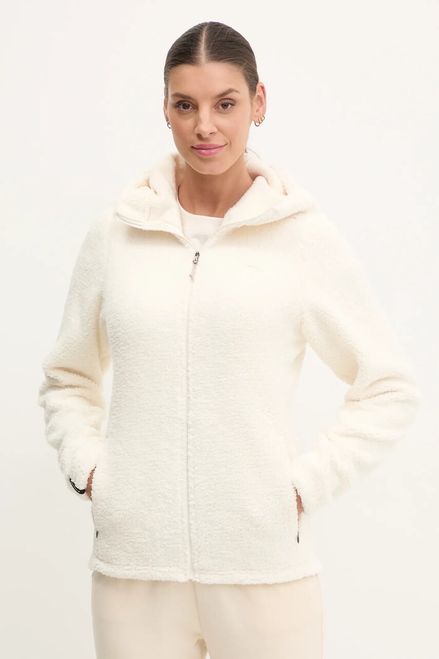 Didriksons bluza ANNIKEN femei, culoarea bej, cu glugă, neted, 504722