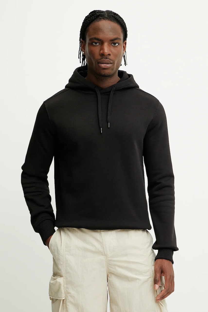 Didriksons bluză VEN culoarea negru, cu glugă, uni, 504129