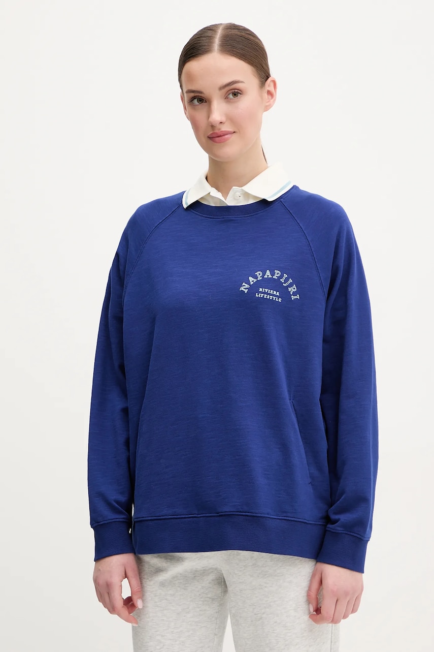 Napapijri bluza B-Fete femei, culoarea albastru marin, cu imprimeu, NP0A4IEZB2U1