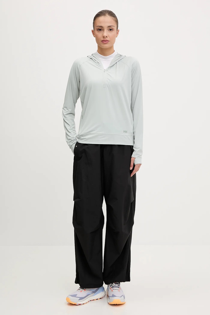 Спортивная кофта Helly Hansen Shine Solen цвет бирюзовый с капюшоном однотонная 49576