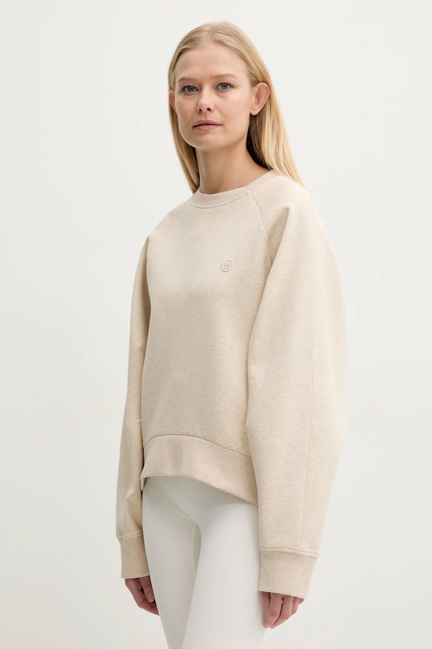 BOSS bluza femei, culoarea bej, melanj, 50537492