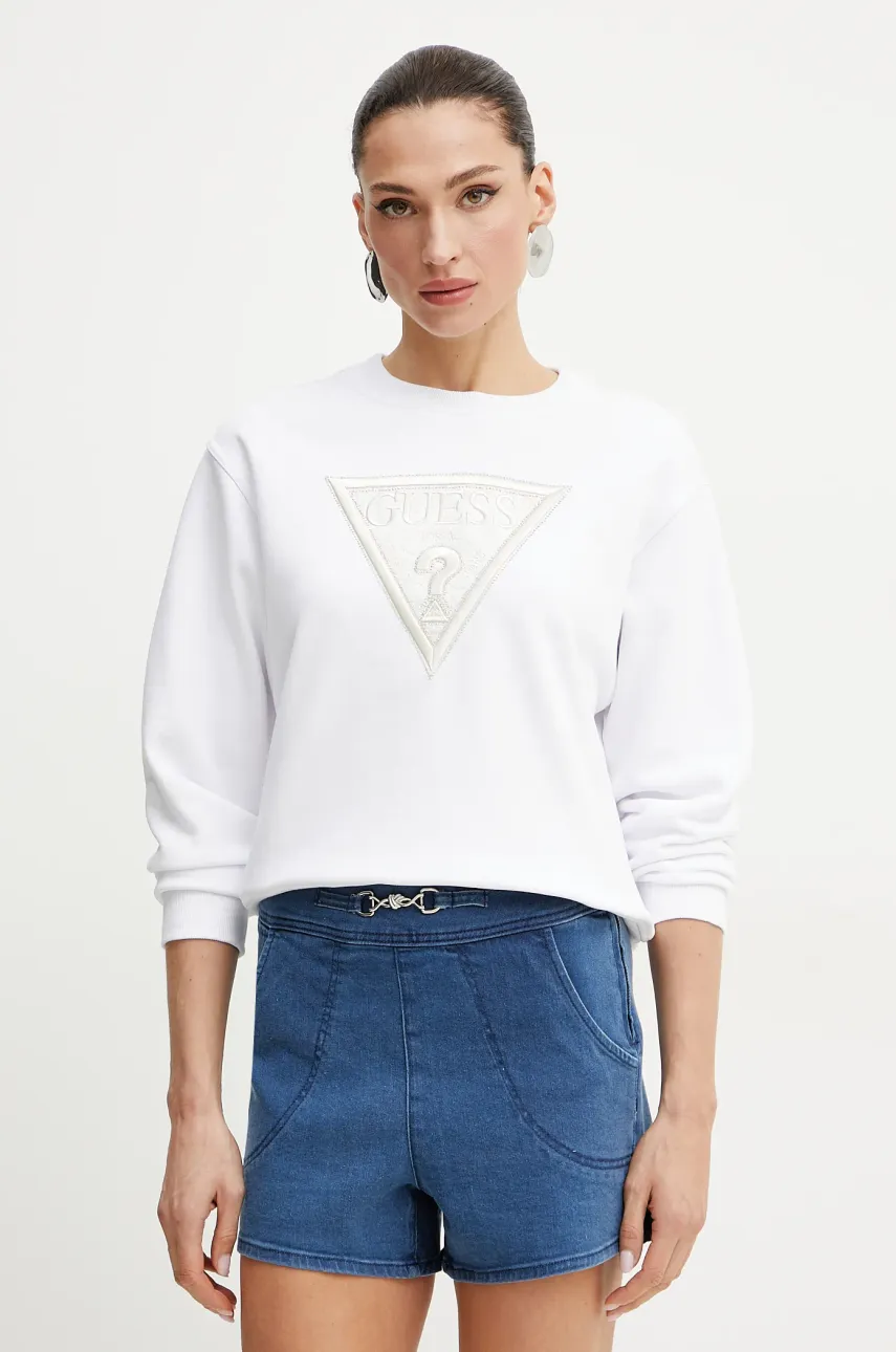 Mikina Guess dámská, bílá barva, s aplikací, W5GQ12 KBKM0
